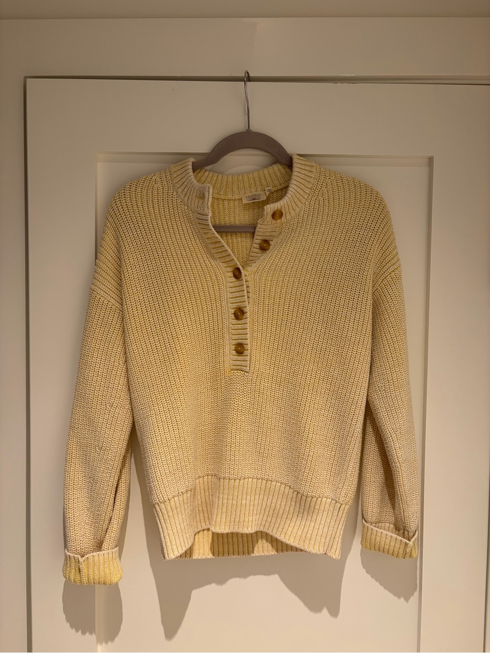 Faherty light yellow Knit cotton Sweater size xxs (fits more like a xs/s)